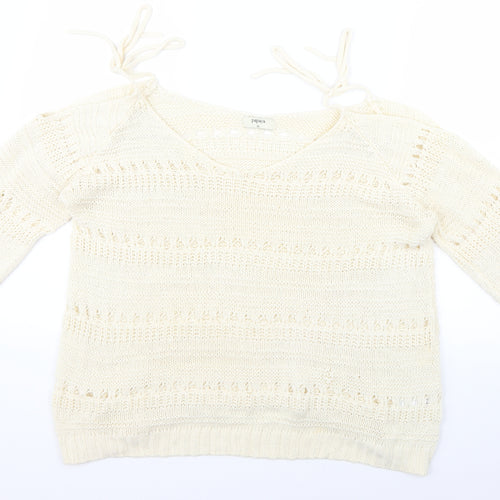 Papaya Womens Beige  Knit Pullover Jumper Size XL