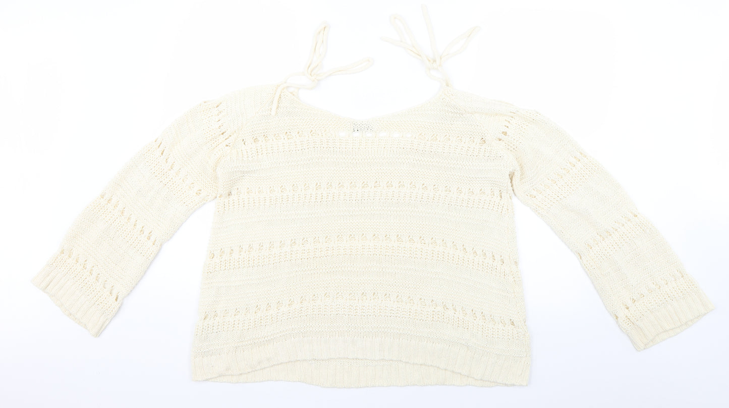 Papaya Womens Beige  Knit Pullover Jumper Size XL