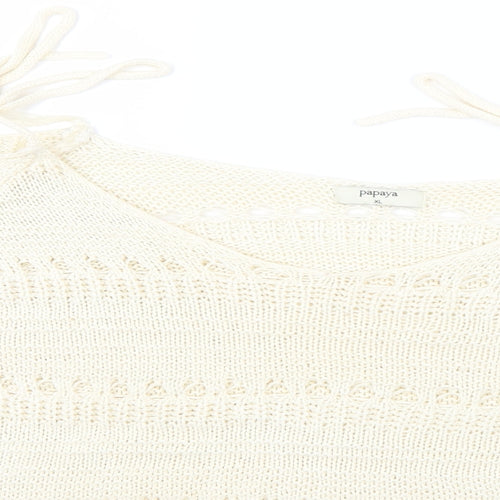 Papaya Womens Beige  Knit Pullover Jumper Size XL