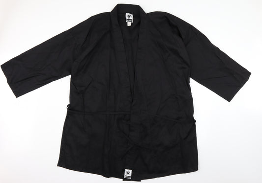 Front view of bytomic men’s black overcoat jacket, size L
