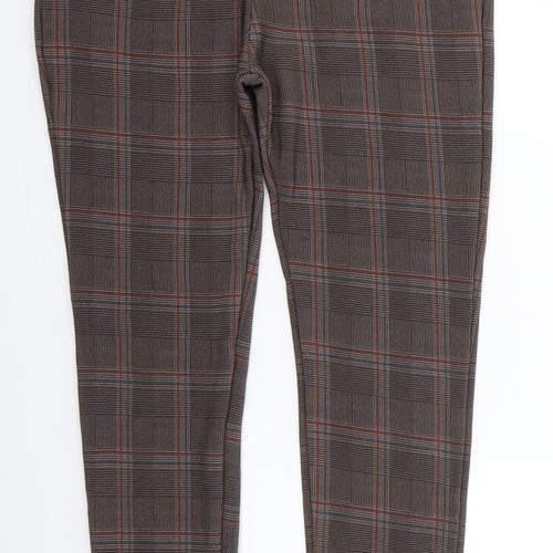 cc fashion Womens Brown Check  Chino Trousers Size S L25.5 in
