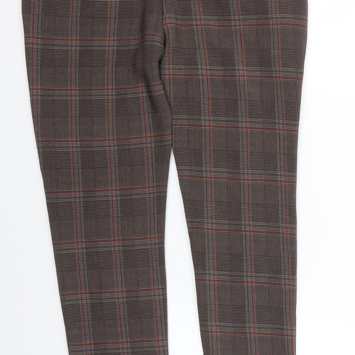 cc fashion Womens Brown Check  Chino Trousers Size S L25.5 in