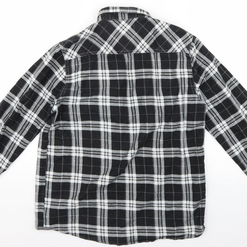 Brave Soul Mens Grey Check   Button-Up Size M