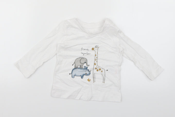 George Baby White Geometric Pullover T-Shirt Size 6-9 Months