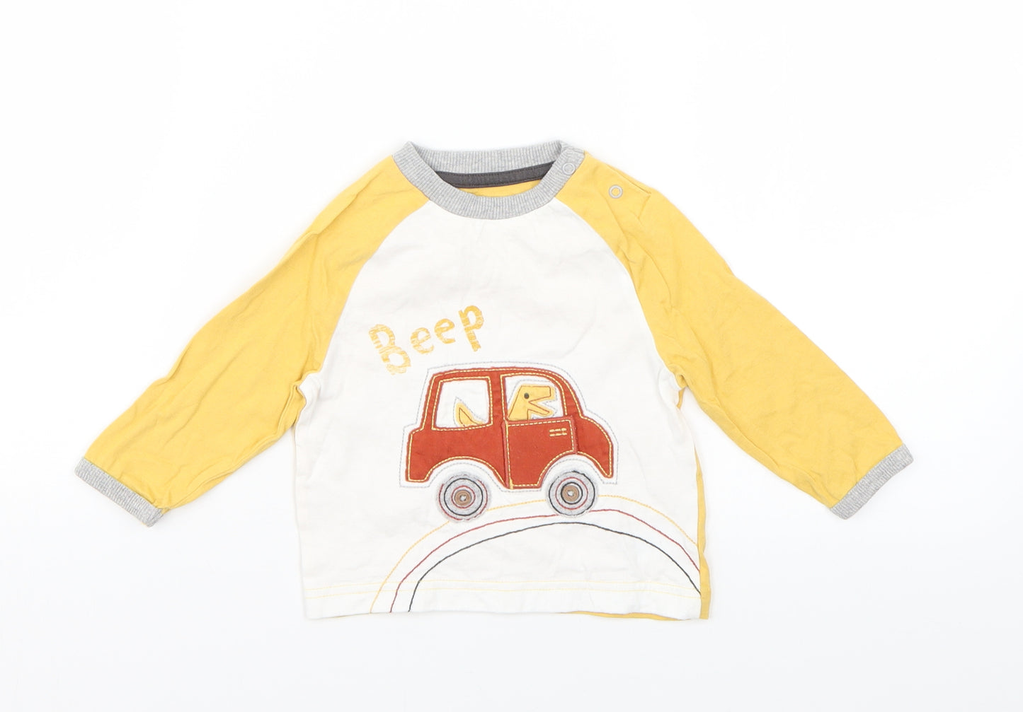 Nutmeg Baby Yellow Geometric  Pullover T-Shirt Size 6-9 Months  - Cars