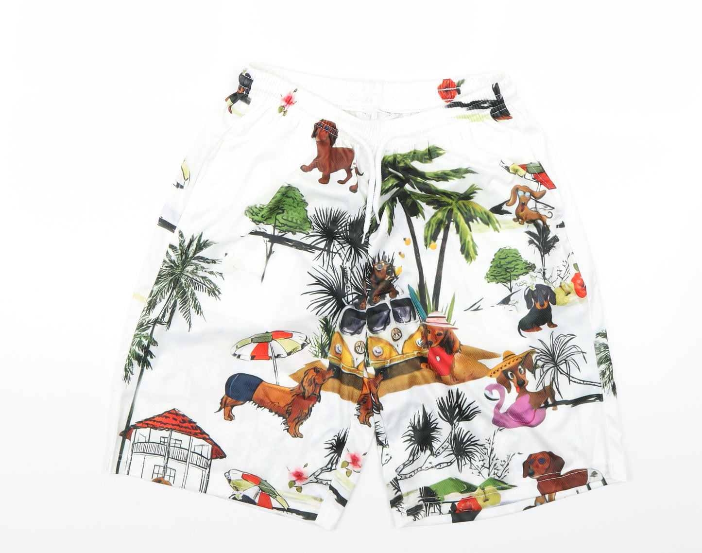 Preworn Mens Multicoloured Animal Print  Sweat Shorts Size L