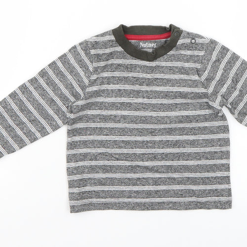Nutmeg Baby Grey Striped  Basic T-Shirt Size 6-9 Months