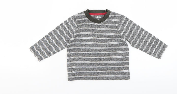 Nutmeg Baby Grey Striped Basic T-Shirt Size 6-9 Months