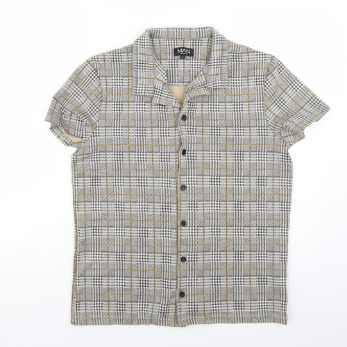 boohoo man Mens Multicoloured Check   Button-Up Size 40