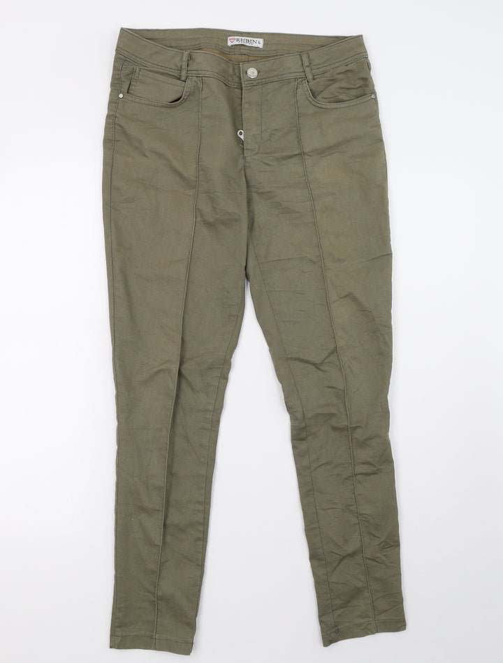 rubinl fashion Womens Green Denim Skinny Jeans Size 12 L28 in