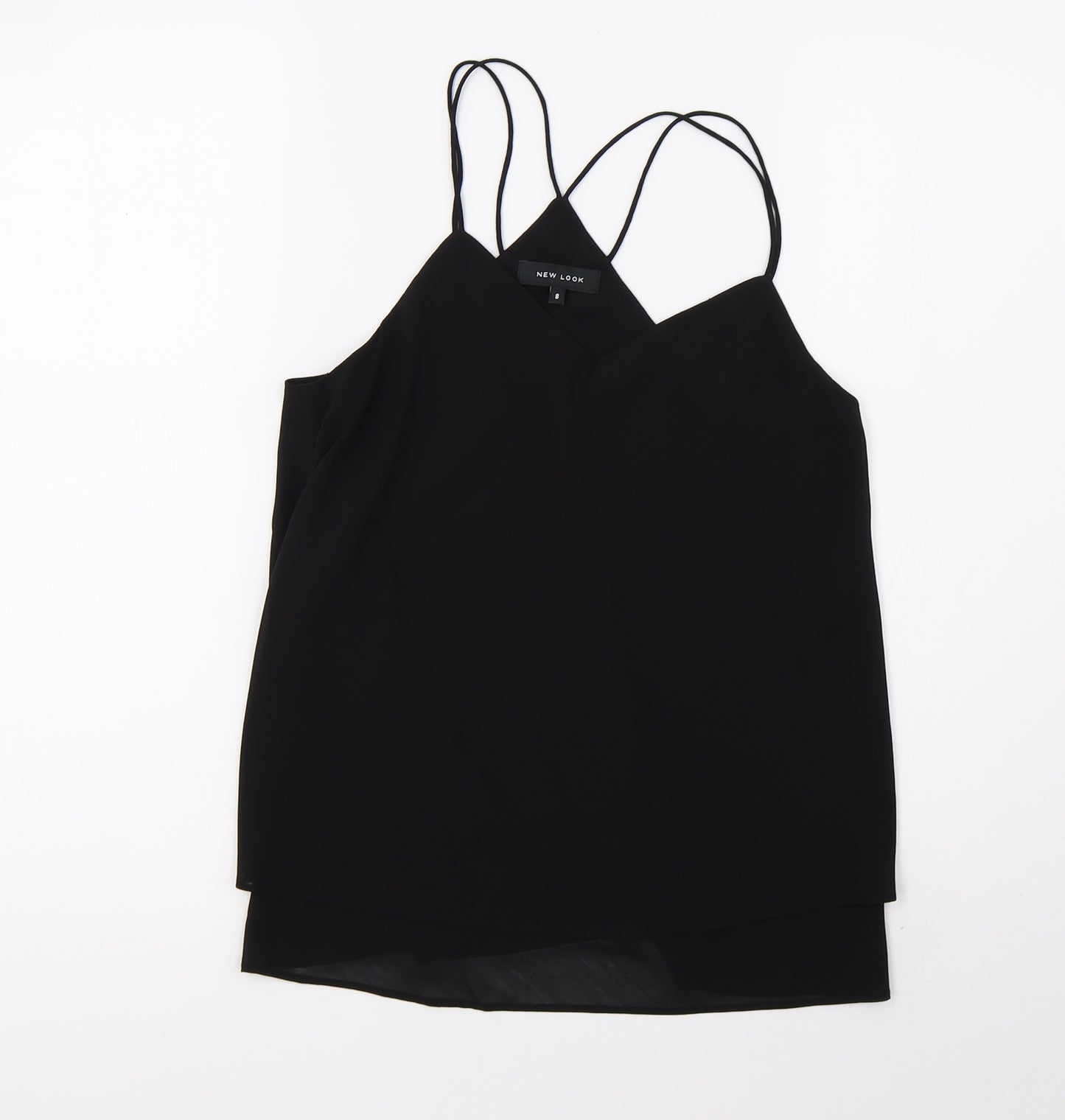 New Look Womens Black  Mesh Basic Blouse Size 8