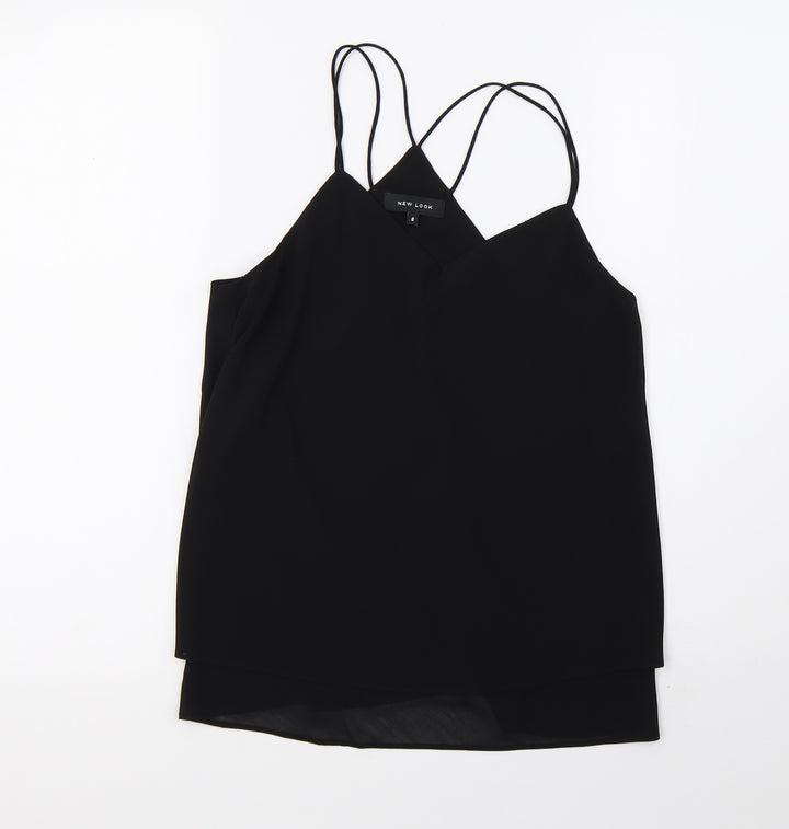 New Look Womens Black Mesh Basic Blouse Size 8