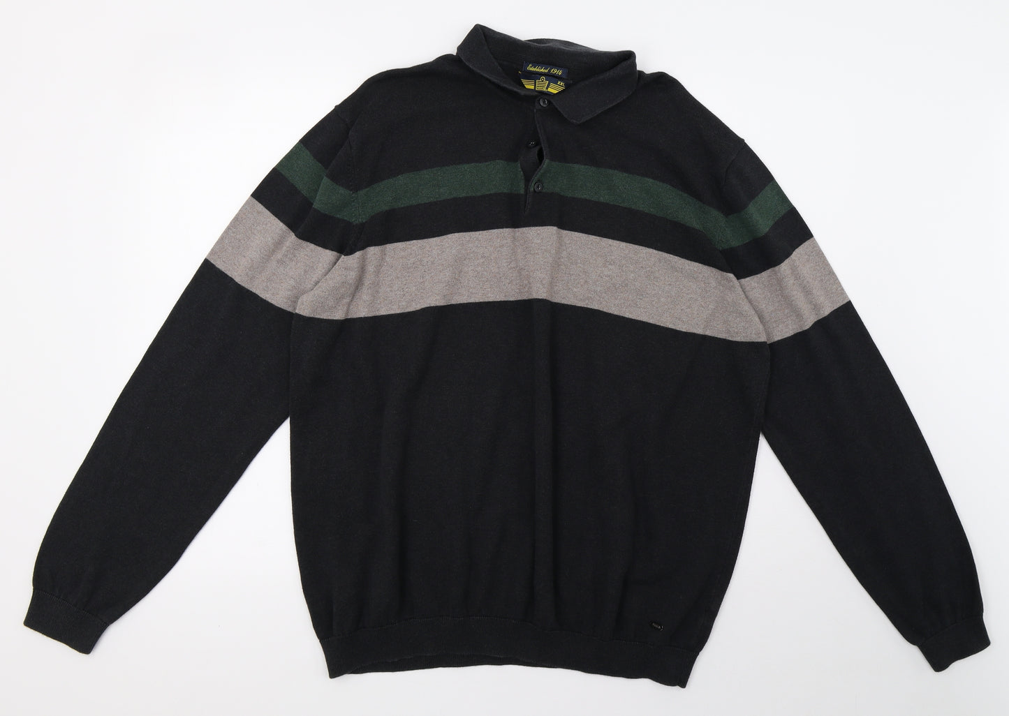 Sainsburys Mens Black Striped Knit  Polo Size 2XL