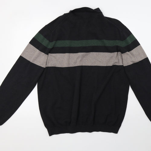 Sainsburys Mens Black Striped Knit  Polo Size 2XL
