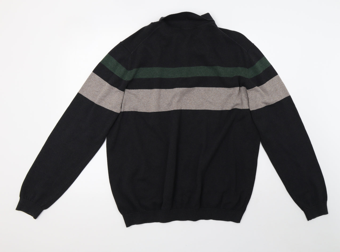 Sainsburys Mens Black Striped Knit  Polo Size 2XL