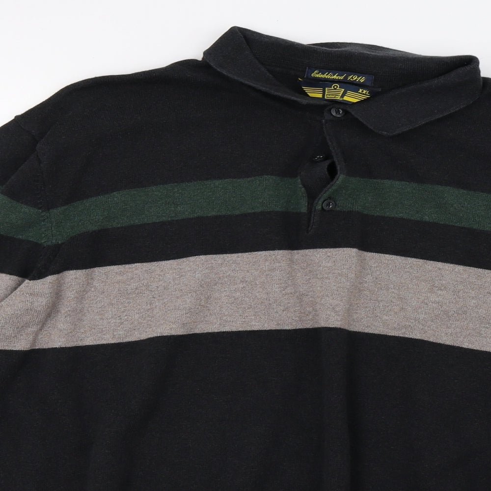 Sainsburys Mens Black Striped Knit  Polo Size 2XL