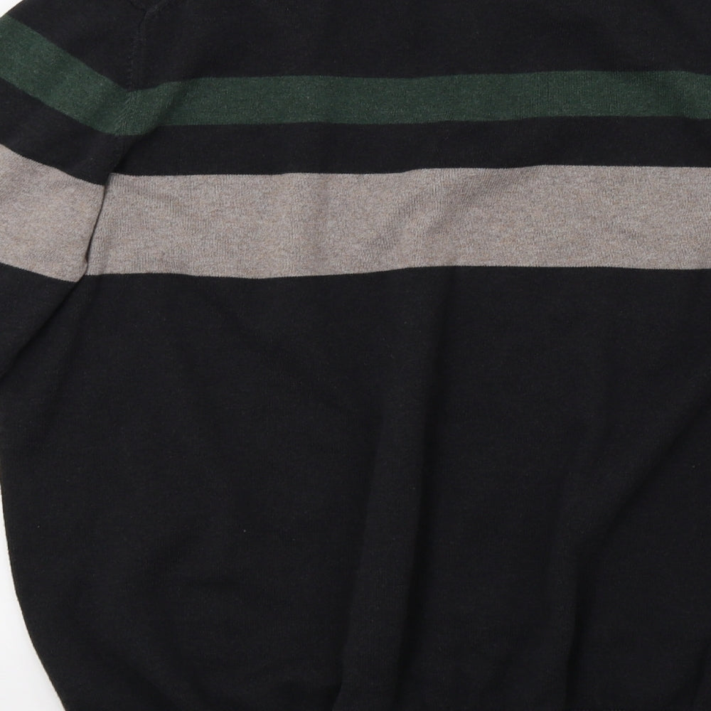 Sainsburys Mens Black Striped Knit  Polo Size 2XL