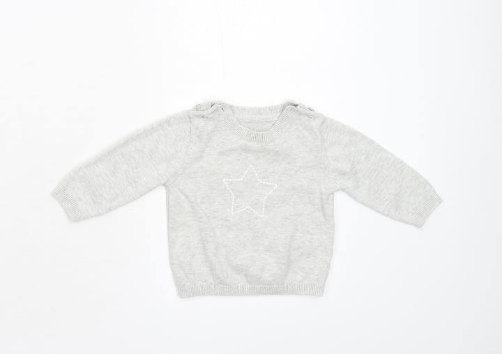 M&S Baby Grey  Knit Pullover Jumper Size 3-6 Months
