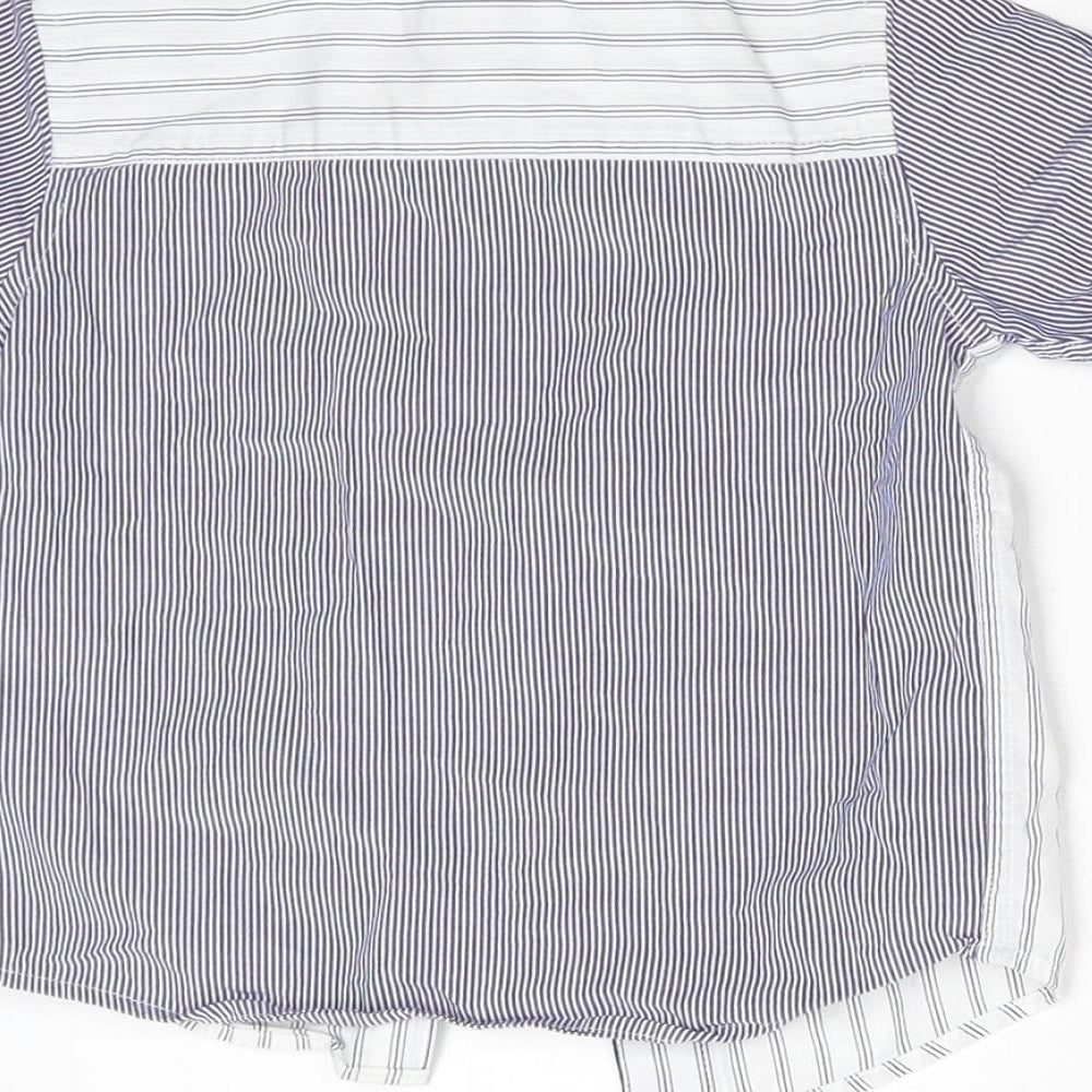 River Island Mini Baby Blue Striped  Basic Button-Up Size 12-18 Months