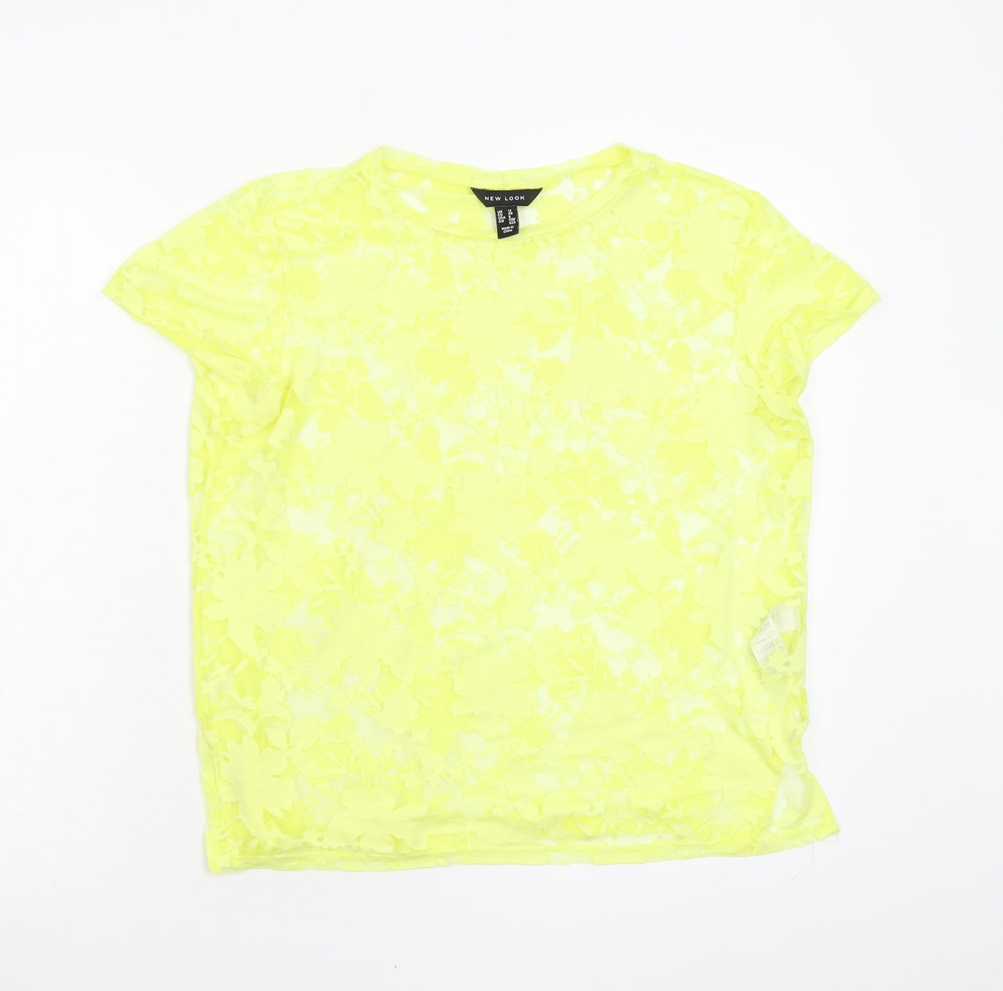 New Look Womens Yellow Floral  Basic T-Shirt Size 12