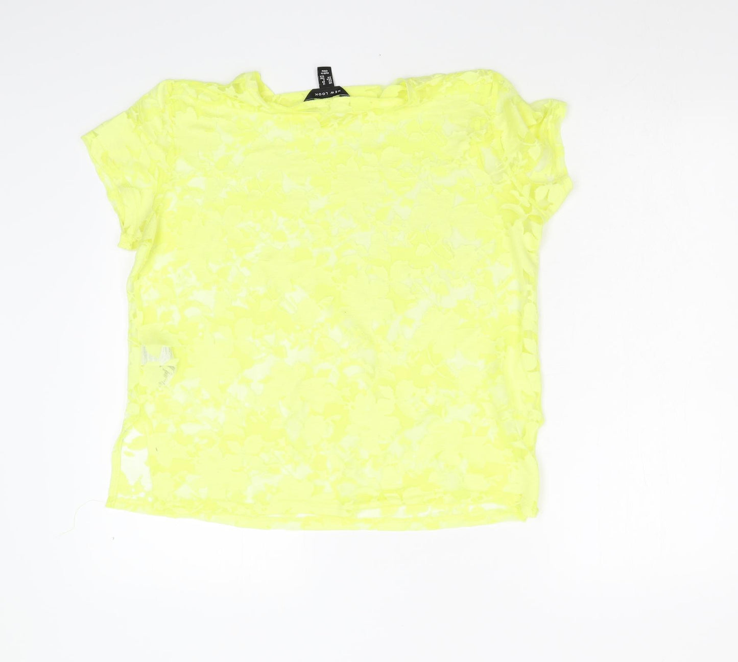 New Look Womens Yellow Floral  Basic T-Shirt Size 12