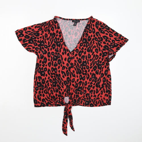 New Look Womens Red Animal Print  Basic Blouse Size 16