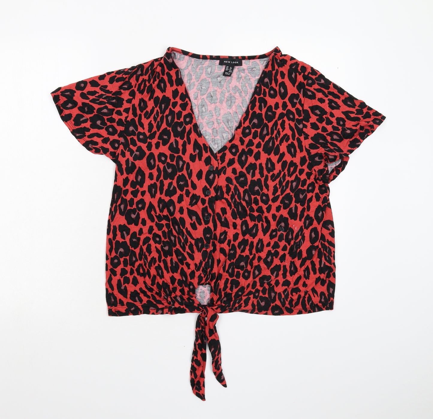 New Look Womens Red Animal Print  Basic Blouse Size 16