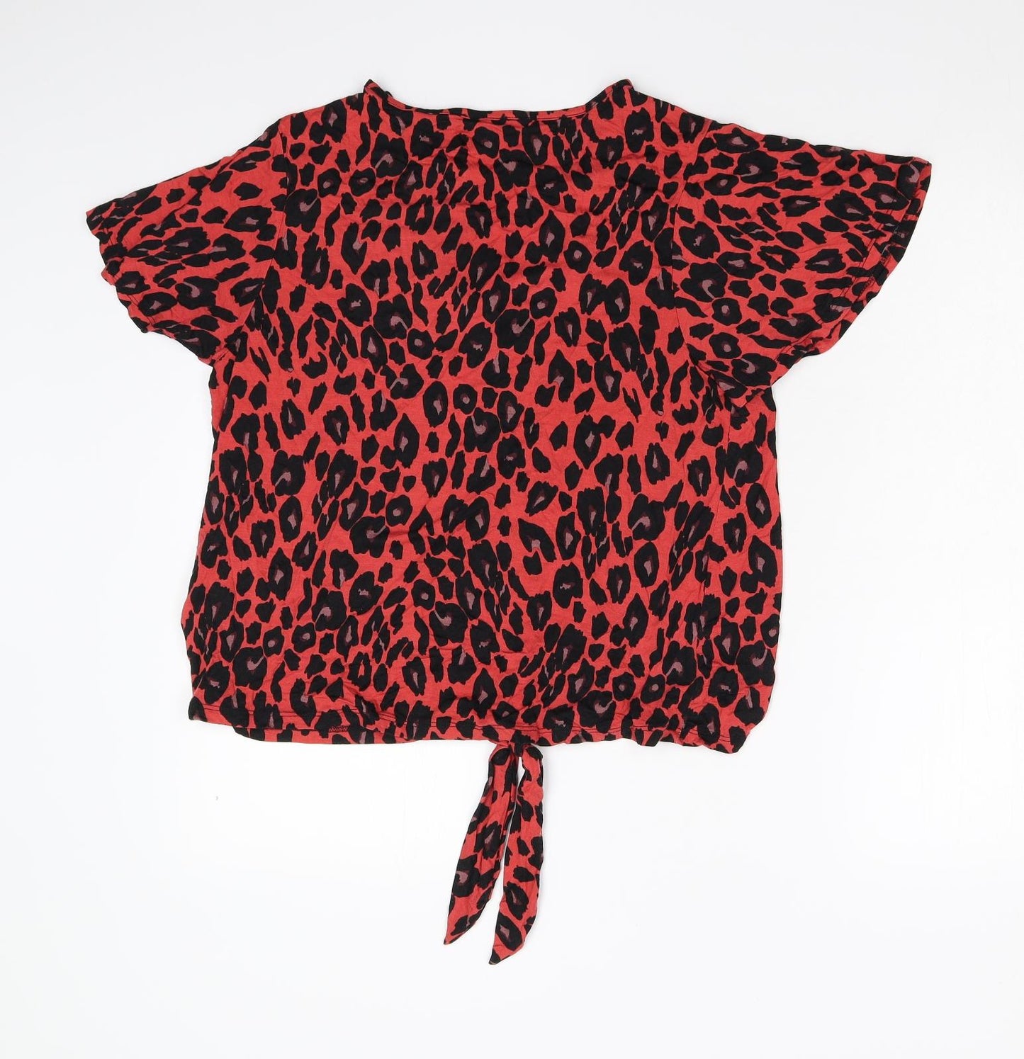 New Look Womens Red Animal Print  Basic Blouse Size 16