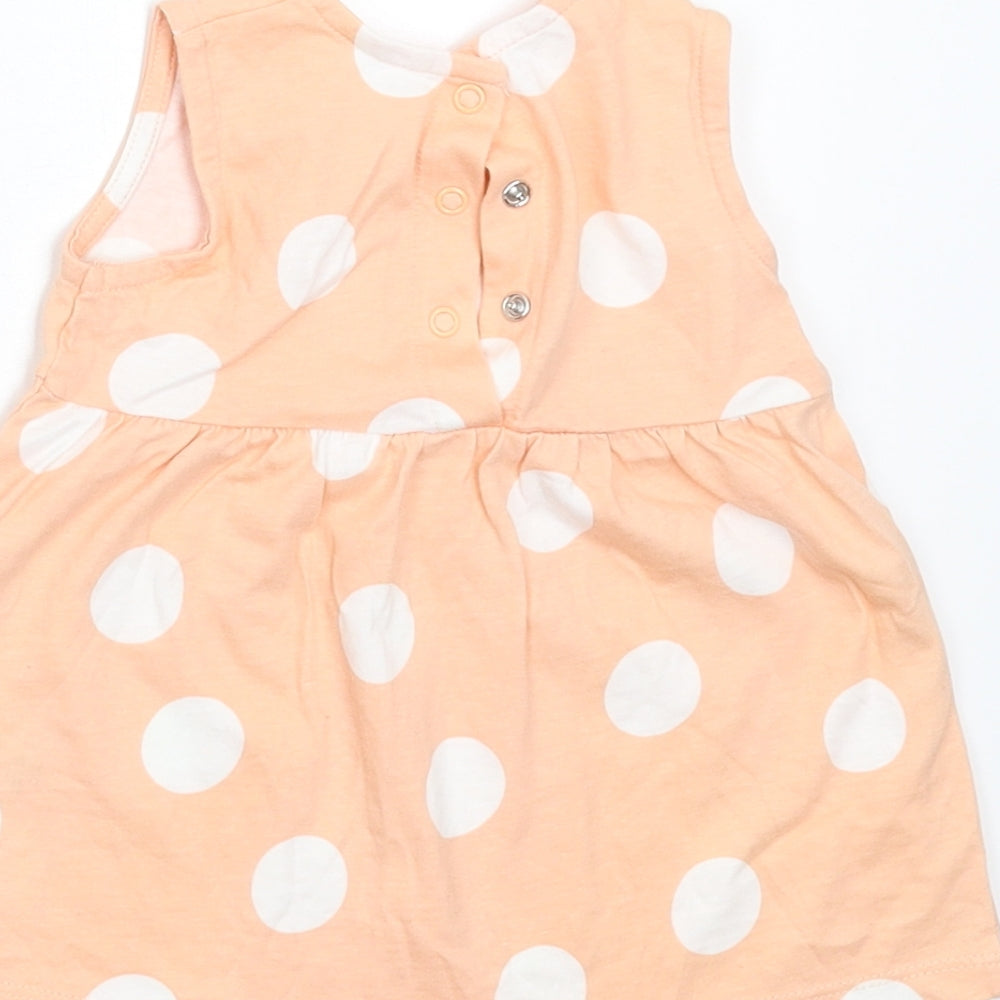 George Girls Orange Polka Dot  T-Shirt Dress  Size 0-3 Months