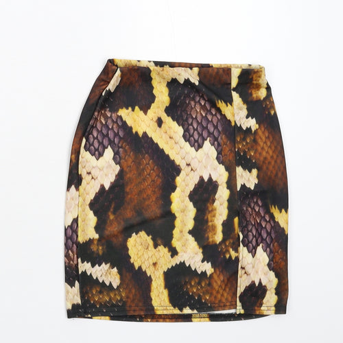 Missguided Womens Multicoloured Animal Print  Straight & Pencil Skirt Size 6
