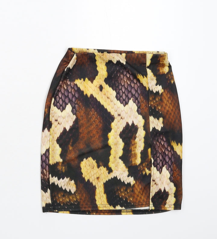 Missguided Womens Multicoloured Animal Print Straight & Pencil Skirt Size 6