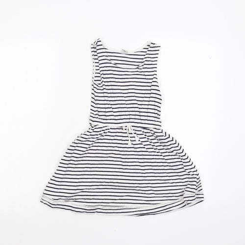 TU Girls White Striped  Fit & Flare  Size 7 Years