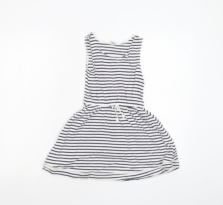 TU Girls White Striped Fit & Flare Size 7 Years