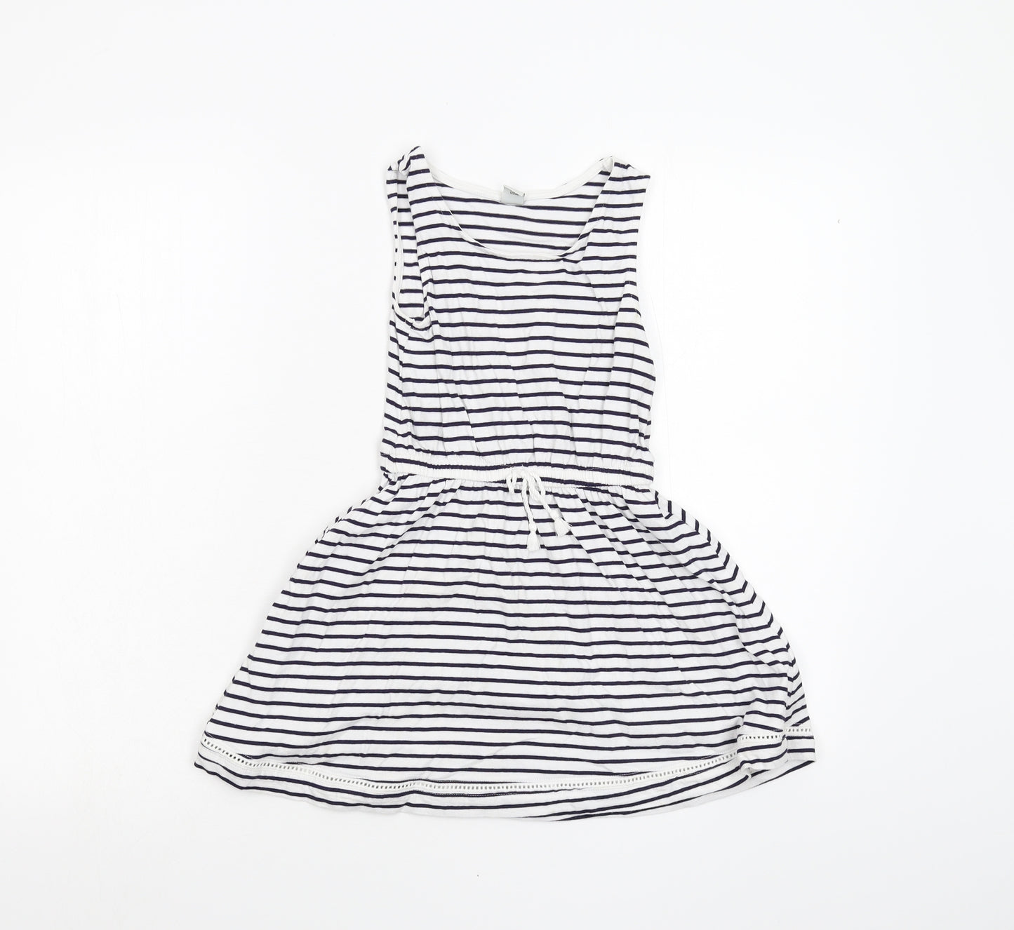 TU Girls White Striped  Fit & Flare  Size 7 Years