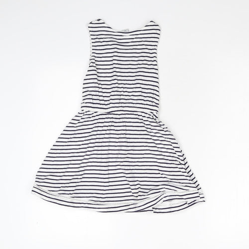TU Girls White Striped  Fit & Flare  Size 7 Years