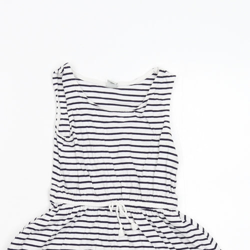 TU Girls White Striped  Fit & Flare  Size 7 Years