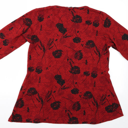 Isle Collection Womens Red Floral  Tunic Blouse Size 14  - Isle Collection