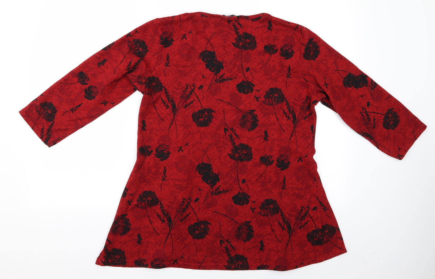 Isle Collection Womens Red Floral  Tunic Blouse Size 14  - Isle Collection