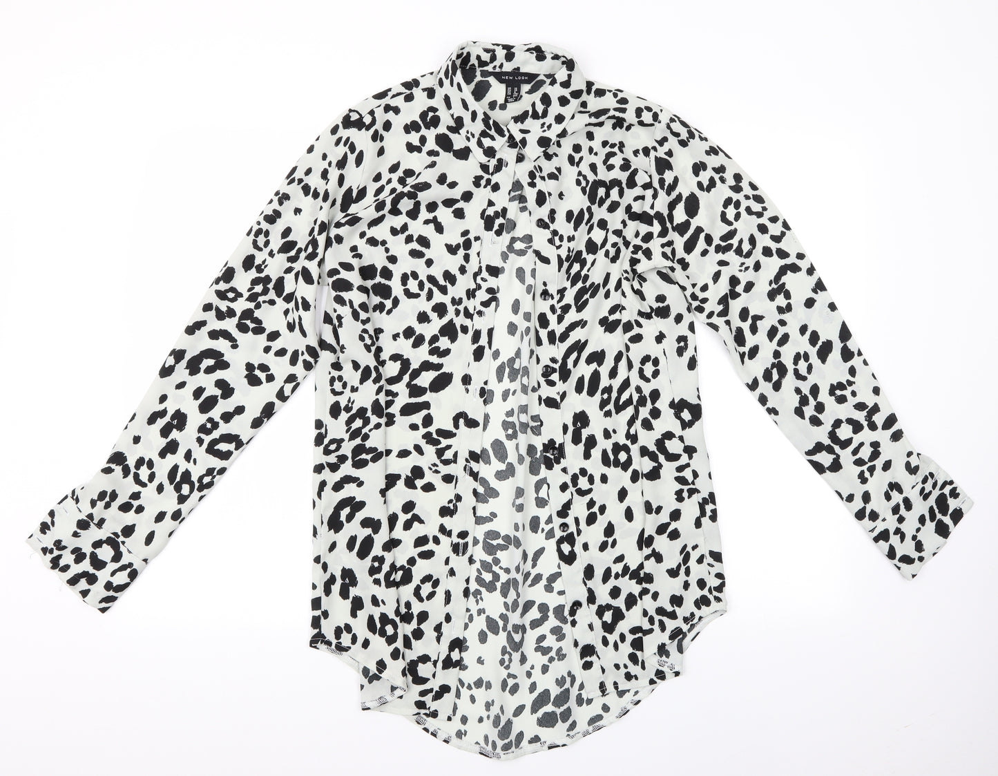 New Look Womens Grey Animal Print  Basic Blouse Size 10  - New Look Longline Blouse