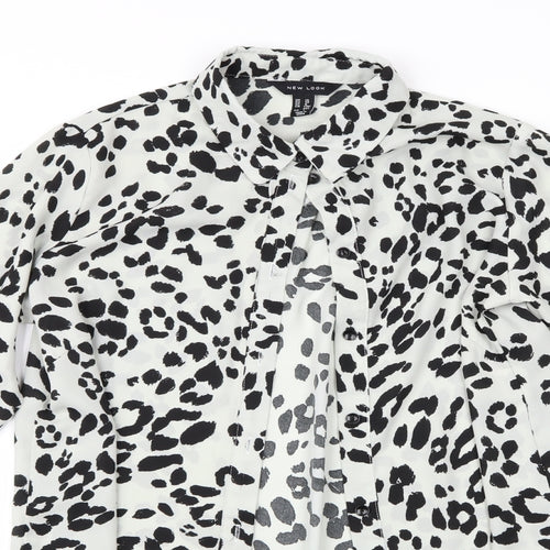 New Look Womens Grey Animal Print  Basic Blouse Size 10  - New Look Longline Blouse