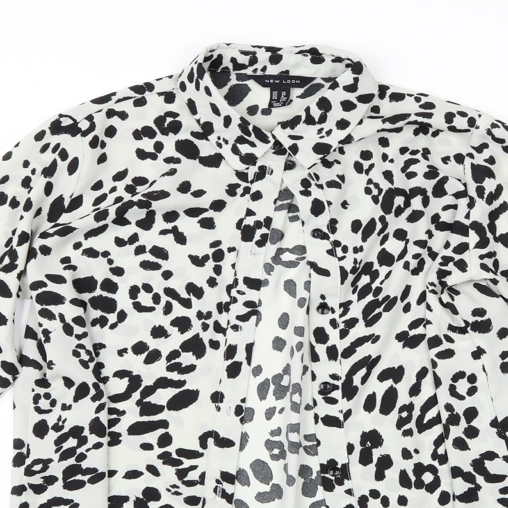 New Look Womens Grey Animal Print  Basic Blouse Size 10  - New Look Longline Blouse