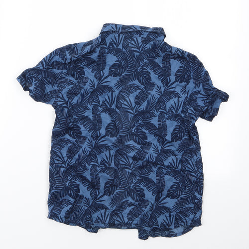 H&M Boys Blue Floral  Basic Button-Up Size 7-8 Years  - H&M Boys Shirt