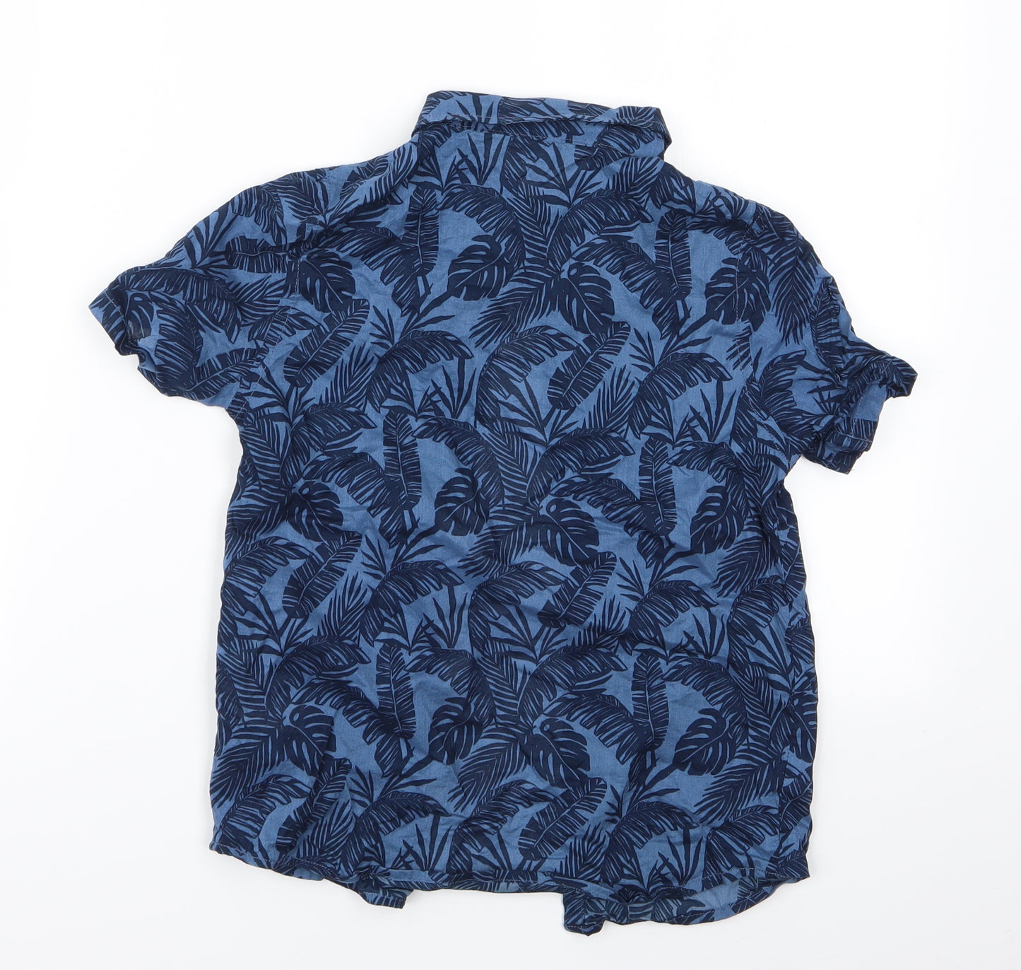 H&M Boys Blue Floral  Basic Button-Up Size 7-8 Years  - H&M Boys Shirt
