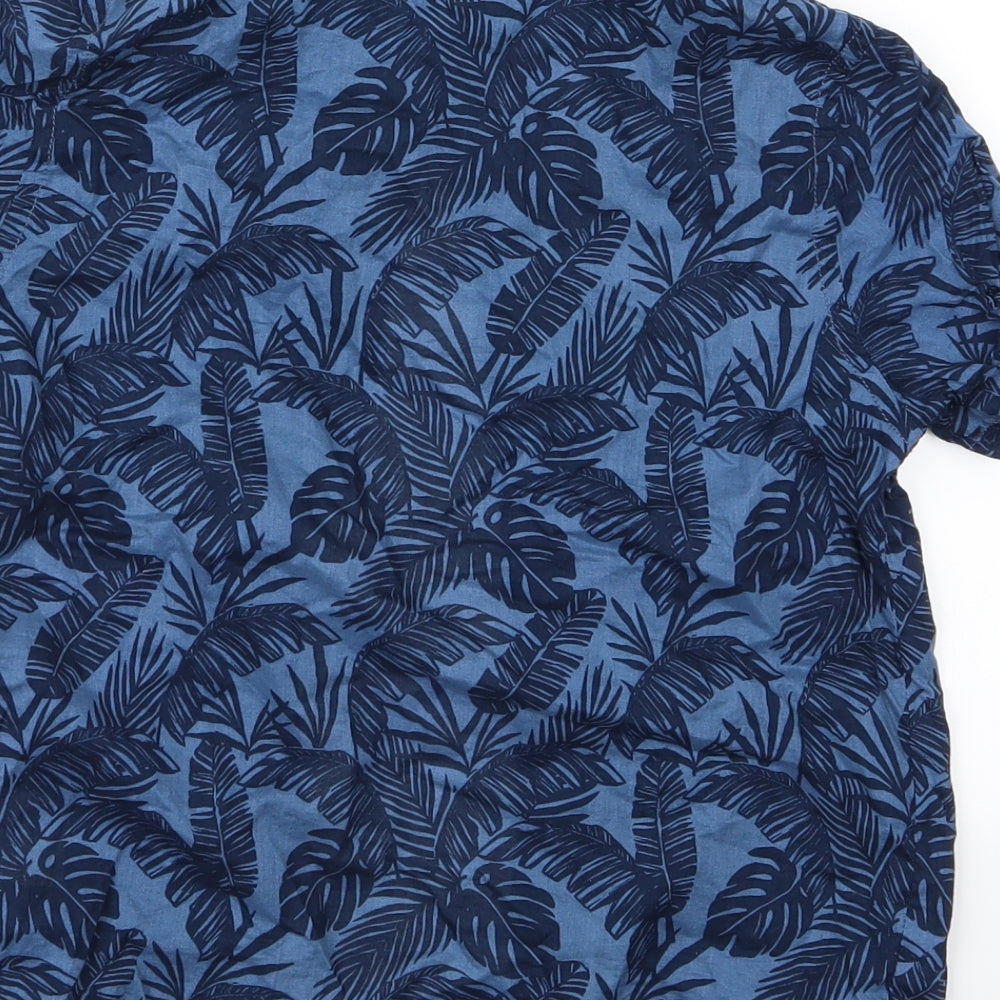H&M Boys Blue Floral  Basic Button-Up Size 7-8 Years  - H&M Boys Shirt