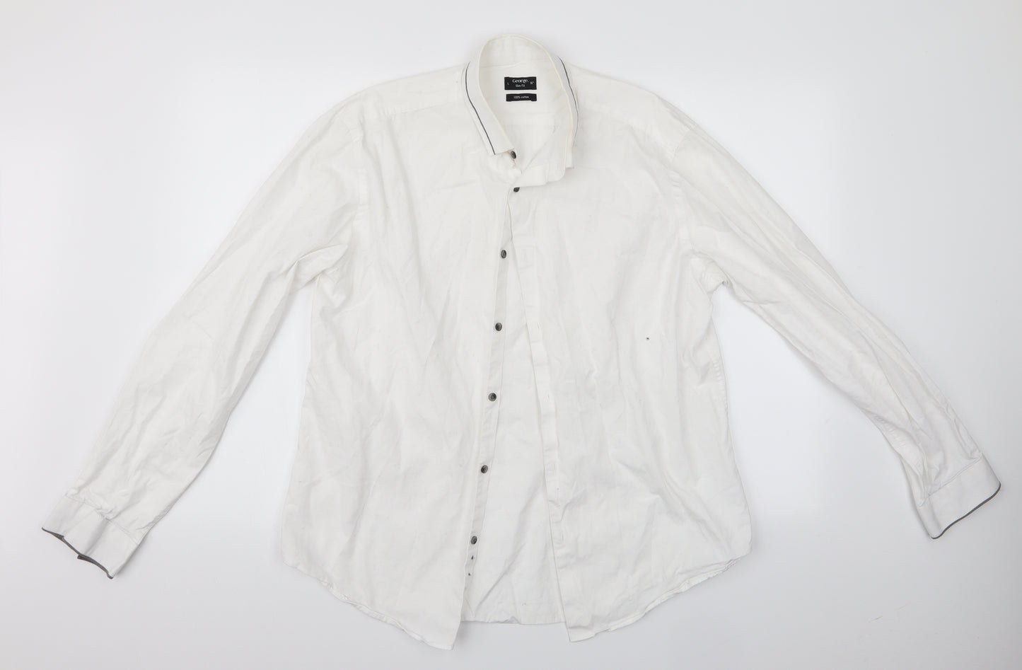 George Mens White    Dress Shirt Size 16  - George Slim Fit Shirt