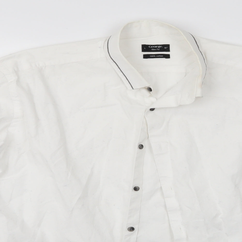 George Mens White    Dress Shirt Size 16  - George Slim Fit Shirt