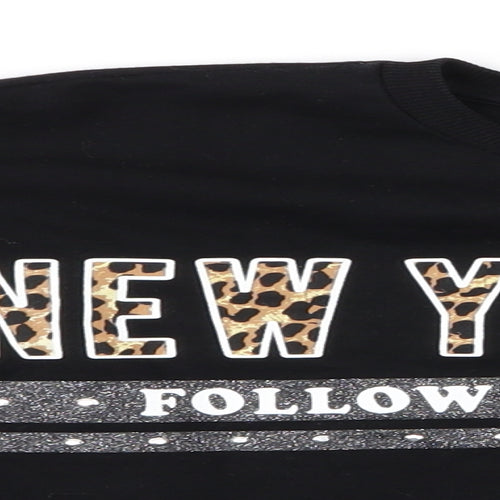 Primark Girls Black   Pullover Jumper Size 12-13 Years  - New York Vibes Follow Dreams