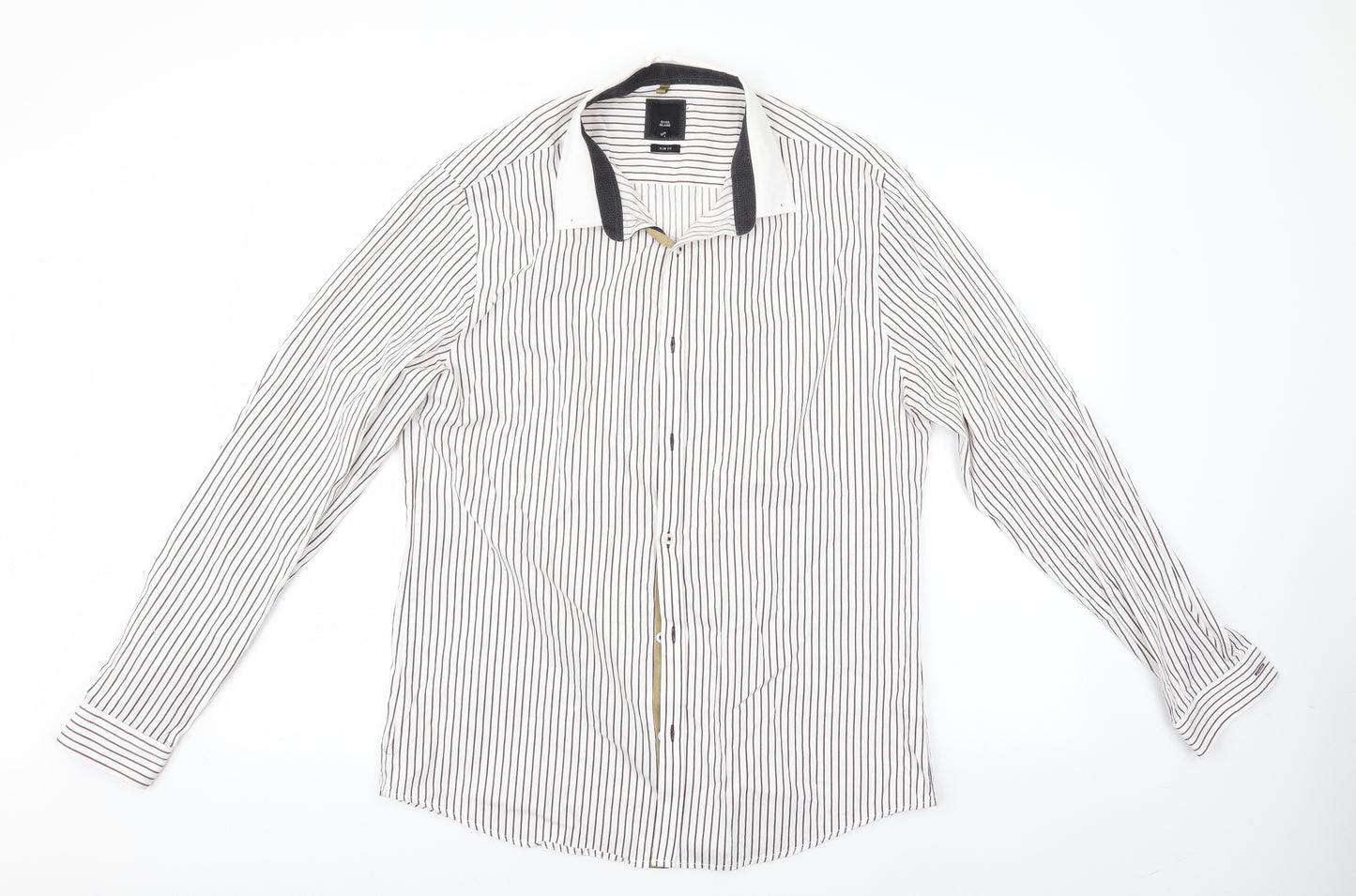 River Island Mens Multicoloured Striped   Button-Up Size L  - River Island Slim Fit shirt