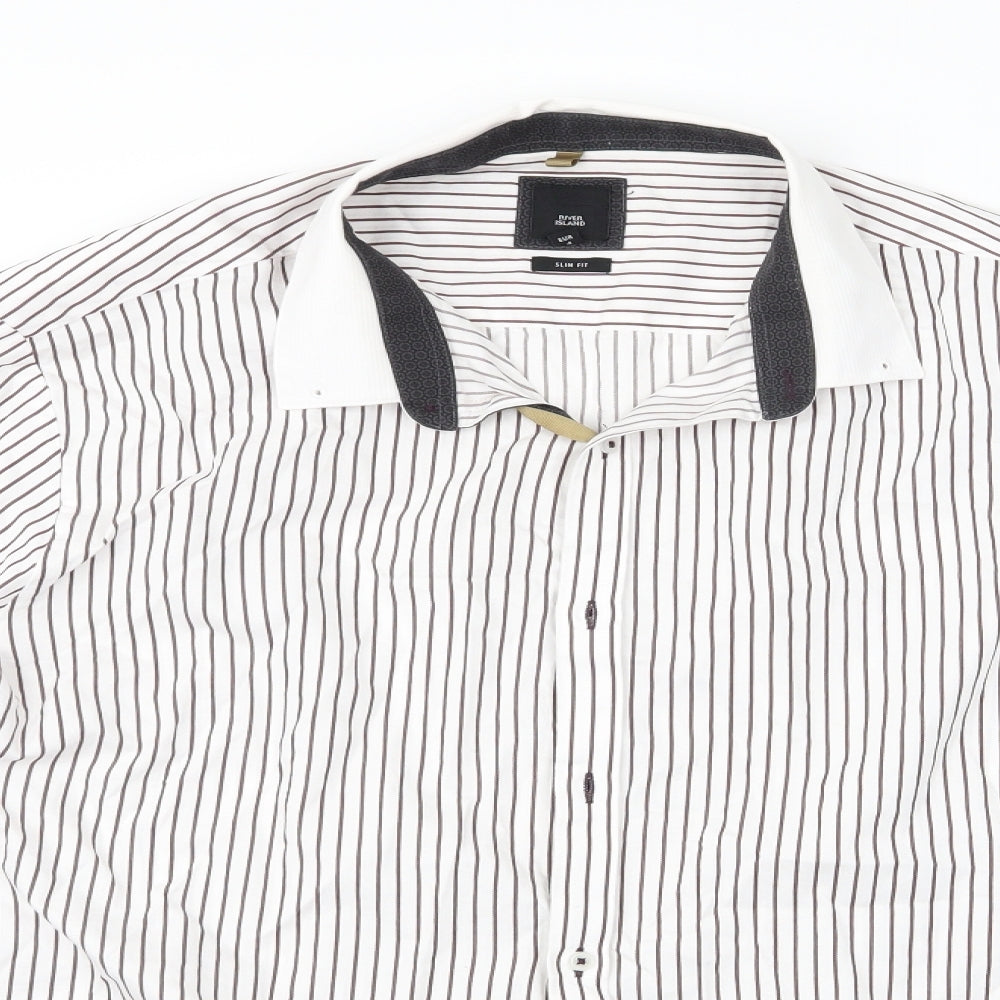 River Island Mens Multicoloured Striped   Button-Up Size L  - River Island Slim Fit shirt