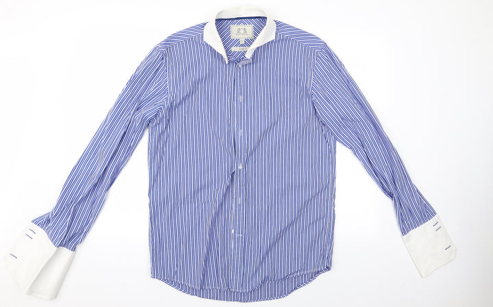 NEXT Mens Blue Striped   Button-Up Size 15.5  - Next